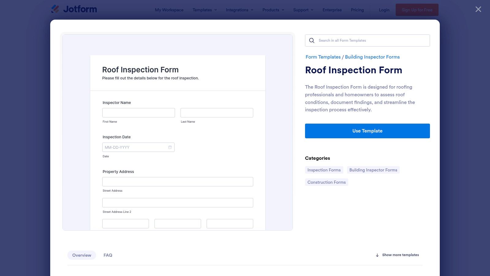 JotForm Roof Inspection Template