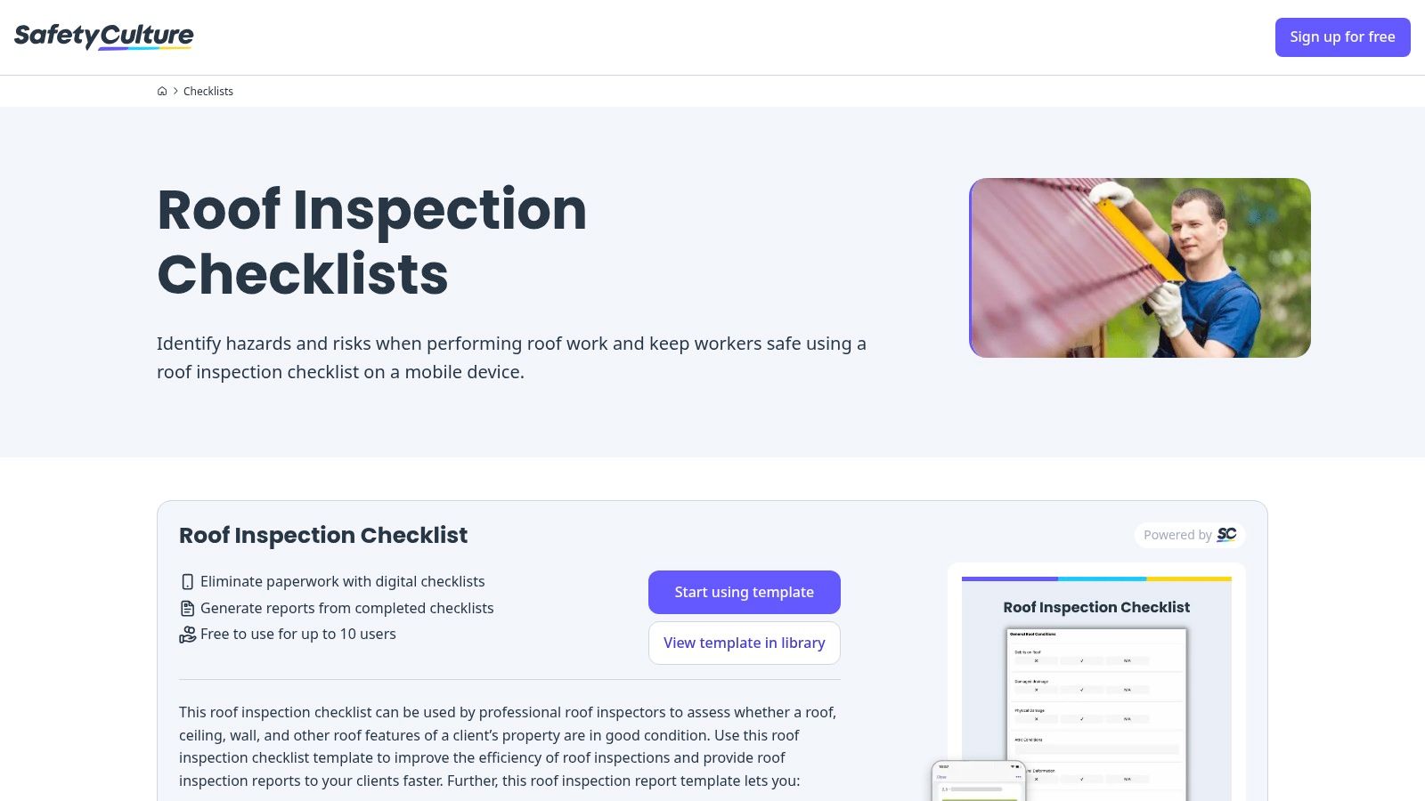 SafetyCulture (iAuditor) Roof Inspection Template