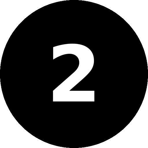 White number 2 centered on a black square background.