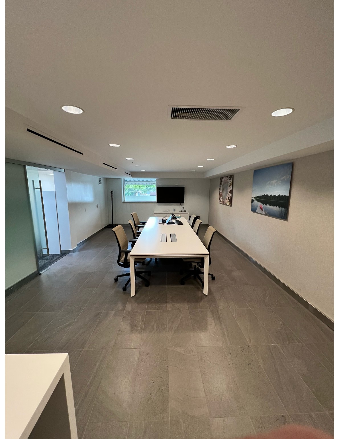 Completed commercial meeting room following interior fit-out