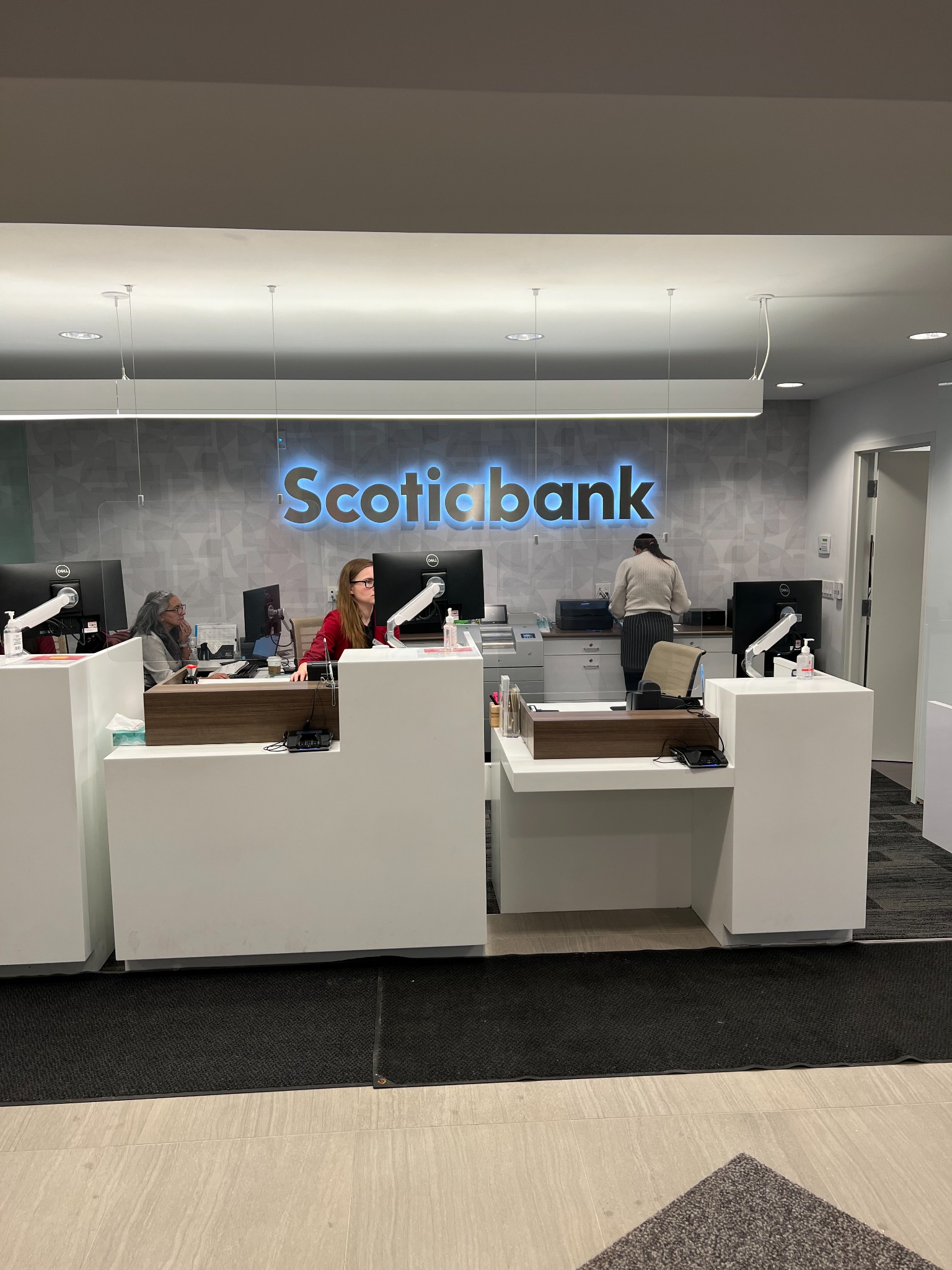 Completed teller and customer service area at Scotiabank The Kingsway