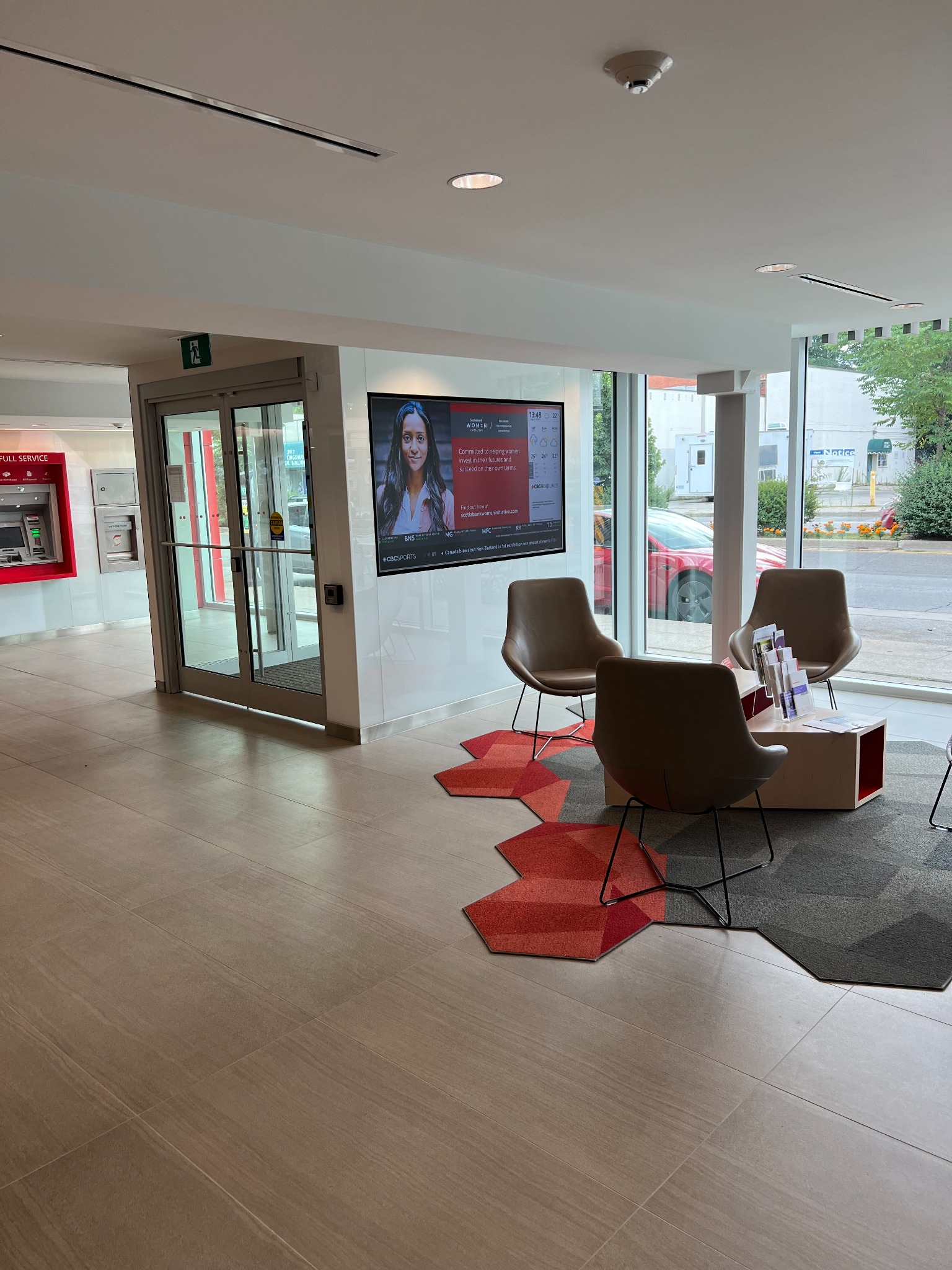 Customer waiting area inside the renovated Scotiabank The Kingsway branch