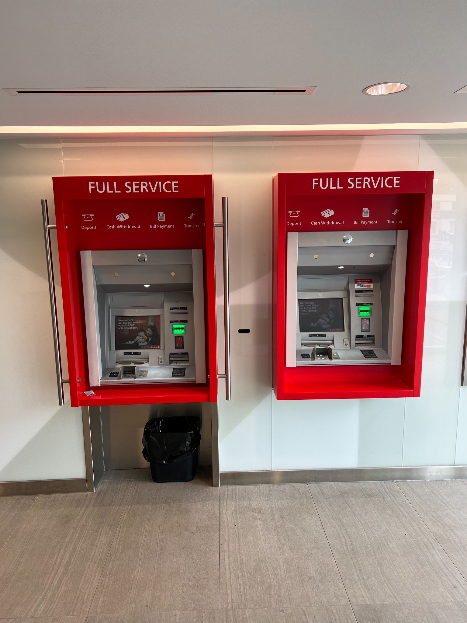 Full-service ATM area at the renovated Scotiabank The Kingsway branch