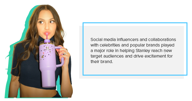 Olivia Rodrigo, an influencer and popstar, poses with a Stanley quencher