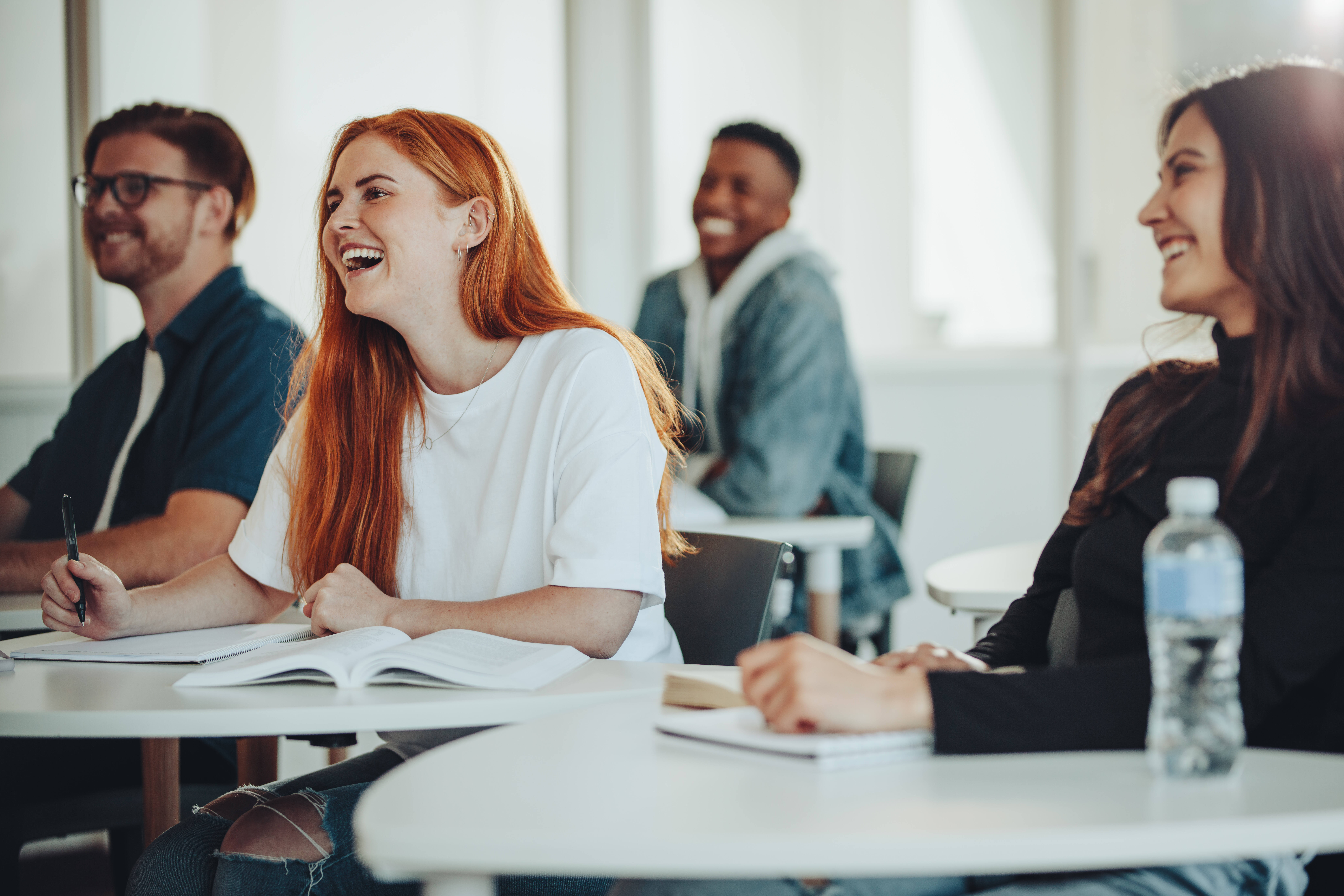 People in class stock image