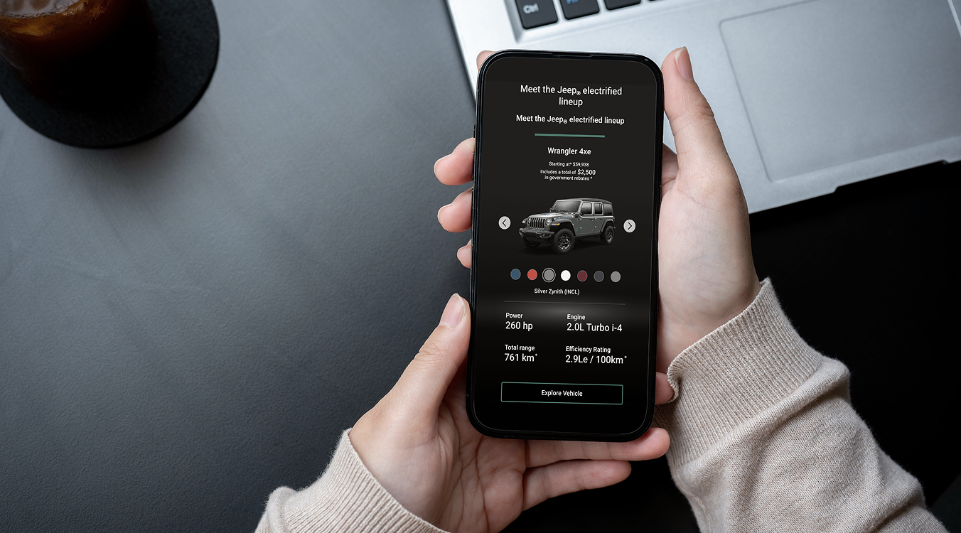 User browsing the Jeep mobile experience, highlighting the human-centered approach of this UX design case study.