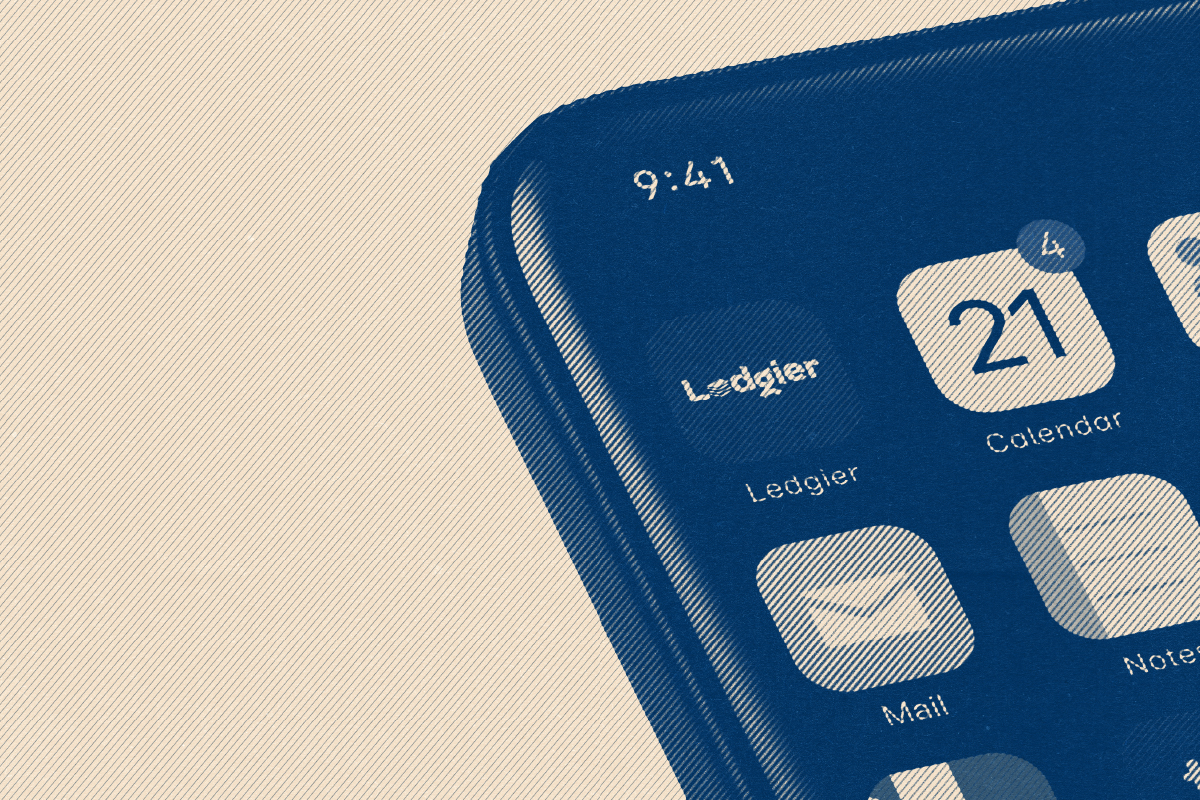 Phone home screen showing the Ledgier app icon