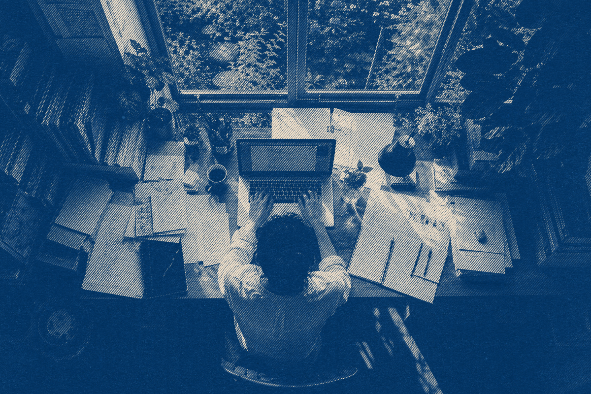 Workspace scene for catching up the books