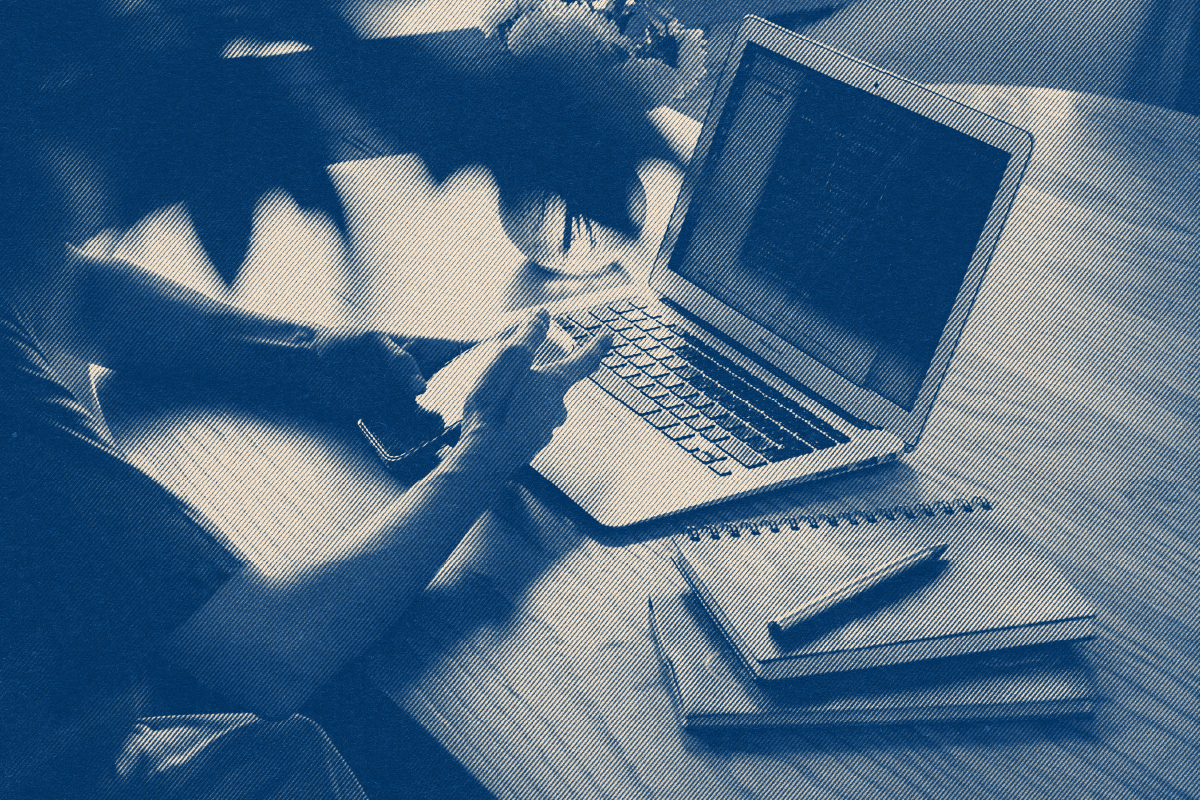 Freelancer at work on bookkeeping tasks