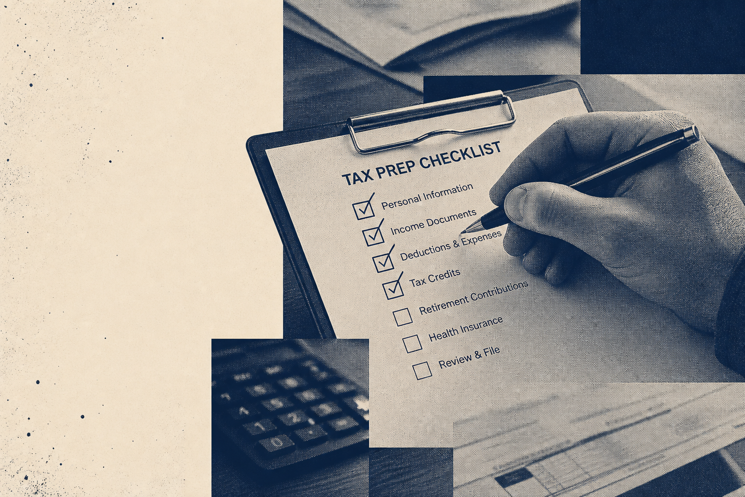 Tax checklist collage for filing season