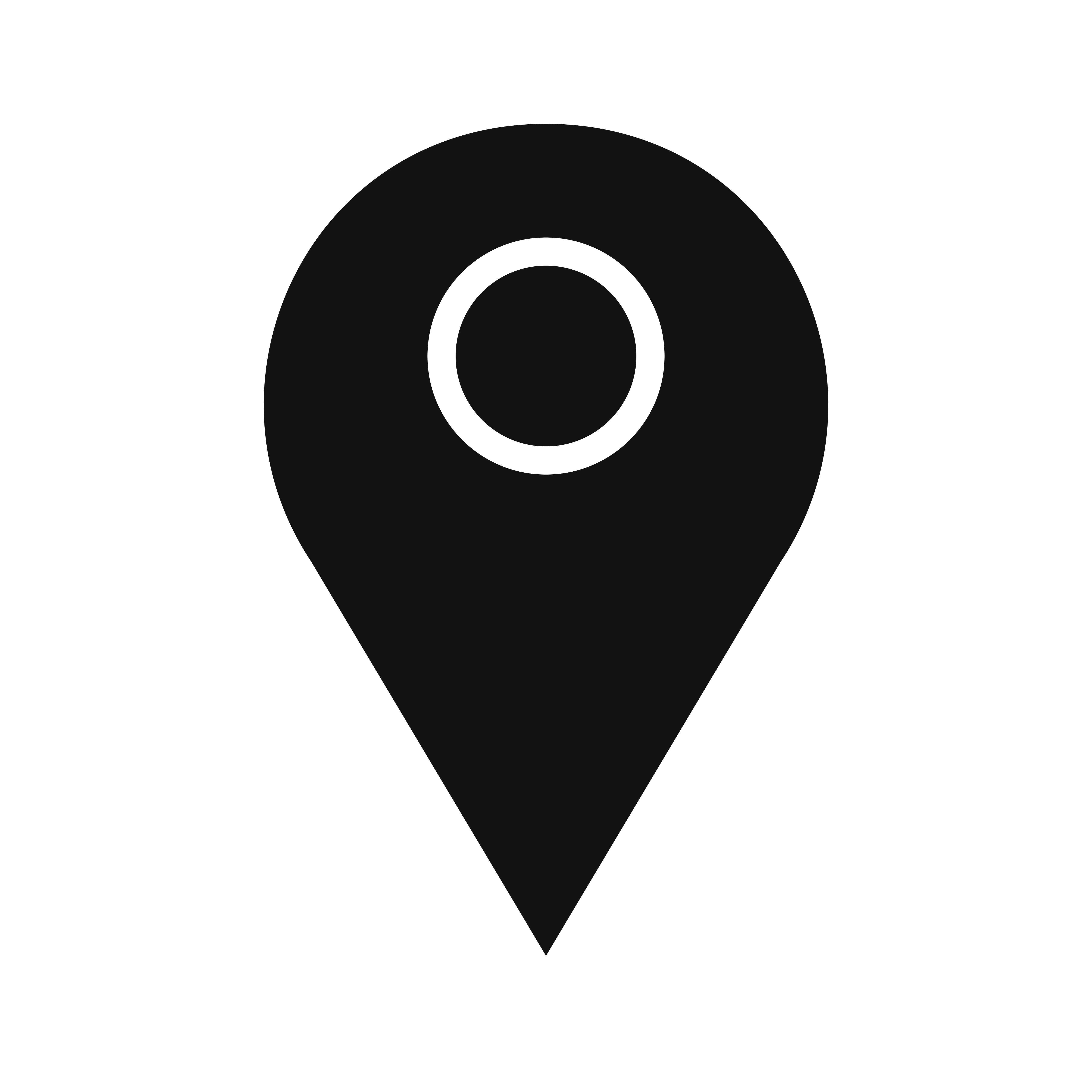 Black location pin icon with a white circle in the center.
