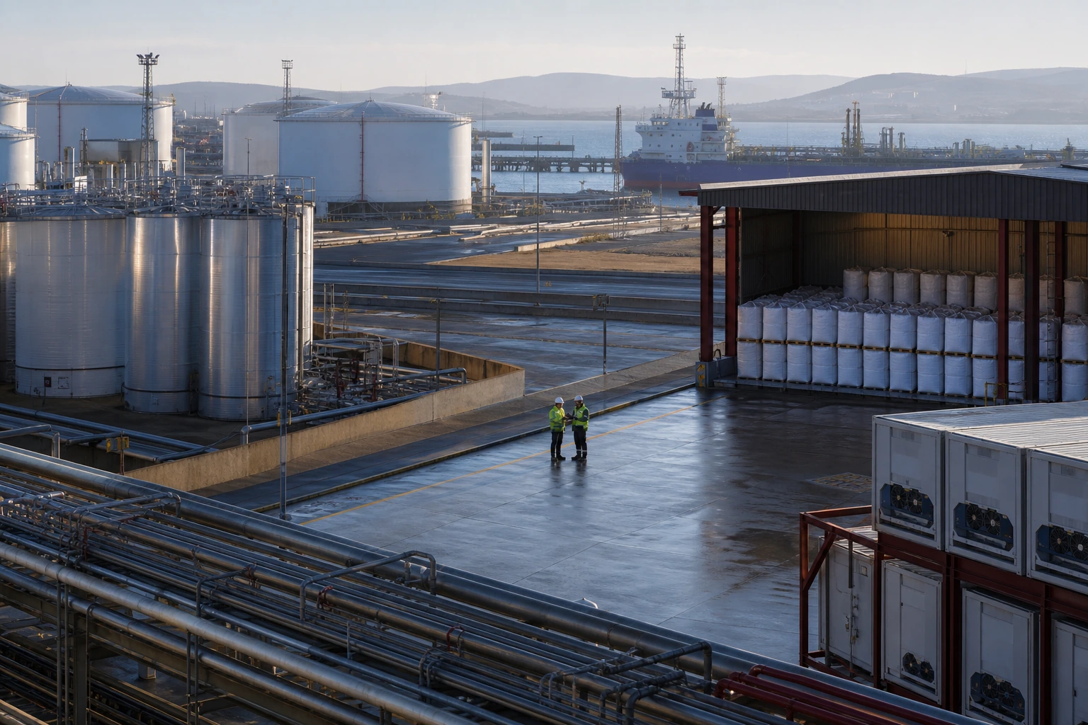 Integrated port terminal supporting energy, agricultural and refrigerated commodity logistics