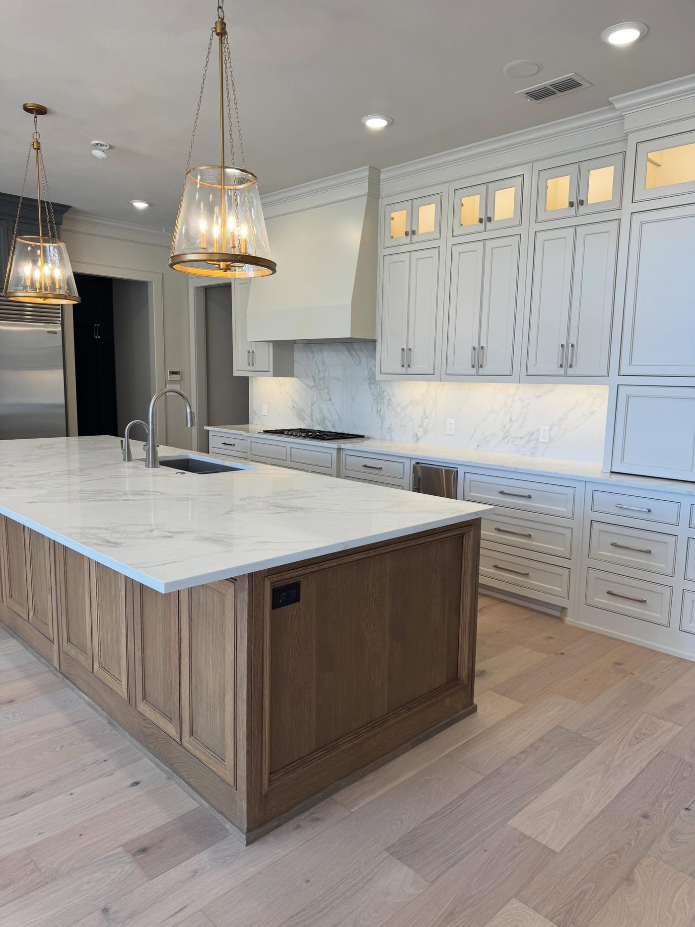 Kitchen island with marble countertop remodel