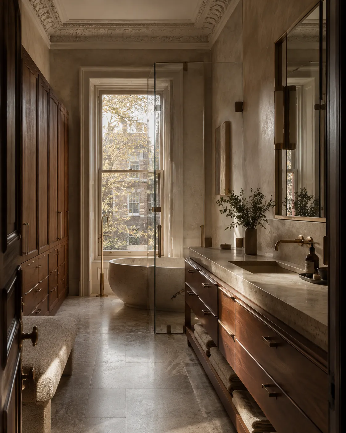 Plateau House renovated bathroom and dressing area