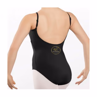 RDA ballet leotard in black with thin straps, shown from the back