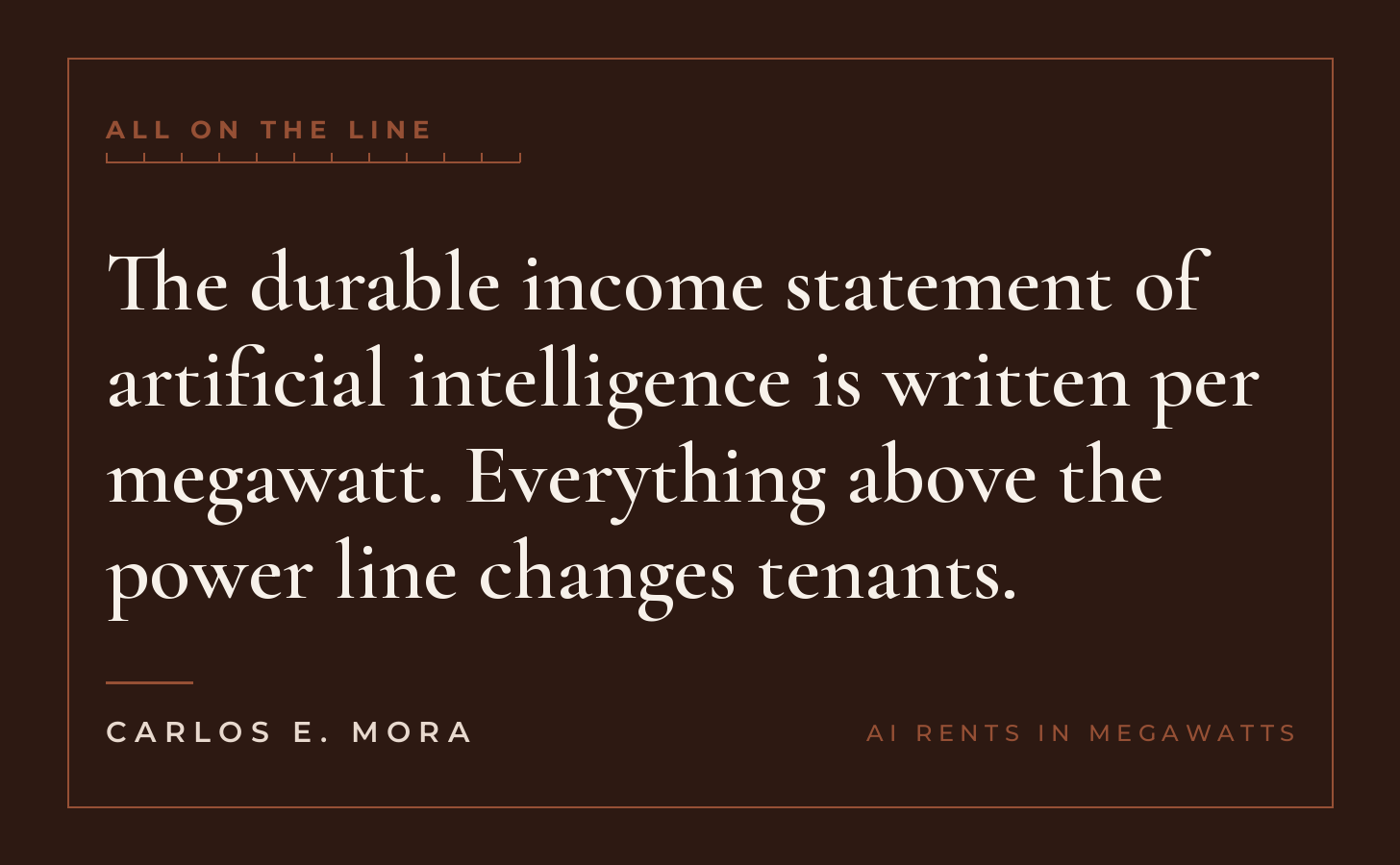 AI Rents in Megawatts, All on the Line essay card
