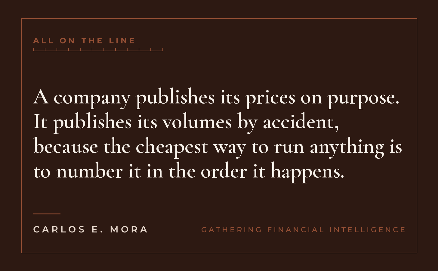 Gathering Financial Intelligence With Simple Math, All on the Line essay card