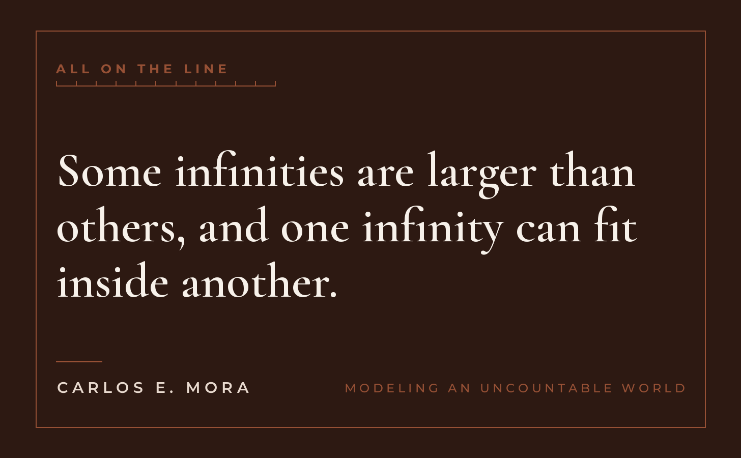 Modeling an Uncountable World, essay card