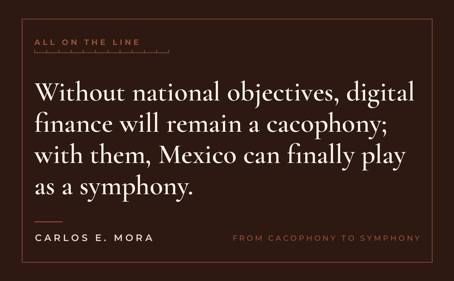 From Cacophony to Symphony, All on the Line essay card