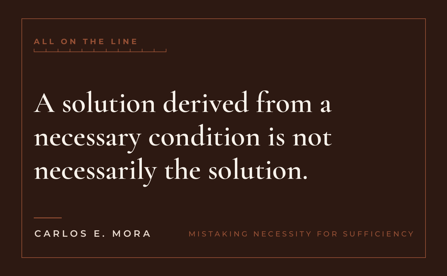 The Price of Mistaking Necessity for Sufficiency, essay card