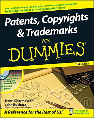 Cover of Patents, Copyrights & Trademarks For Dummies by Henri J. A. Charmasson; John Buchaca