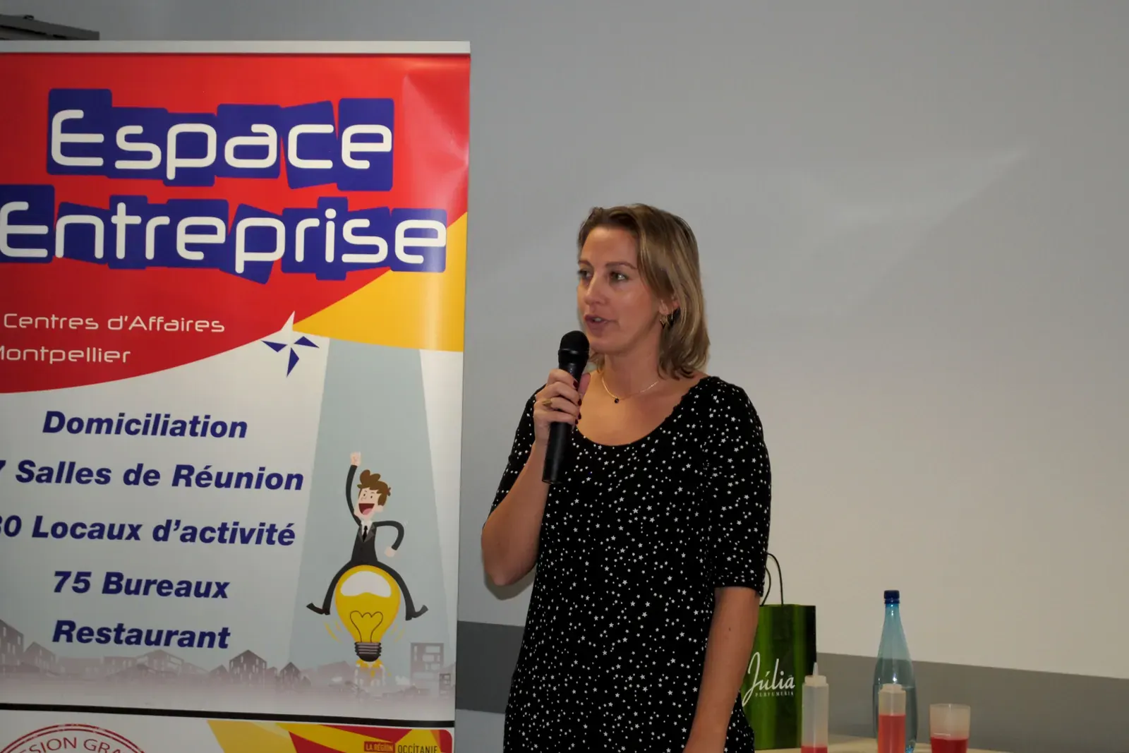 Afterwork Pitch Elevator Club LR janvier 2017 à Montpellier : pitcheur au micro devant les participants