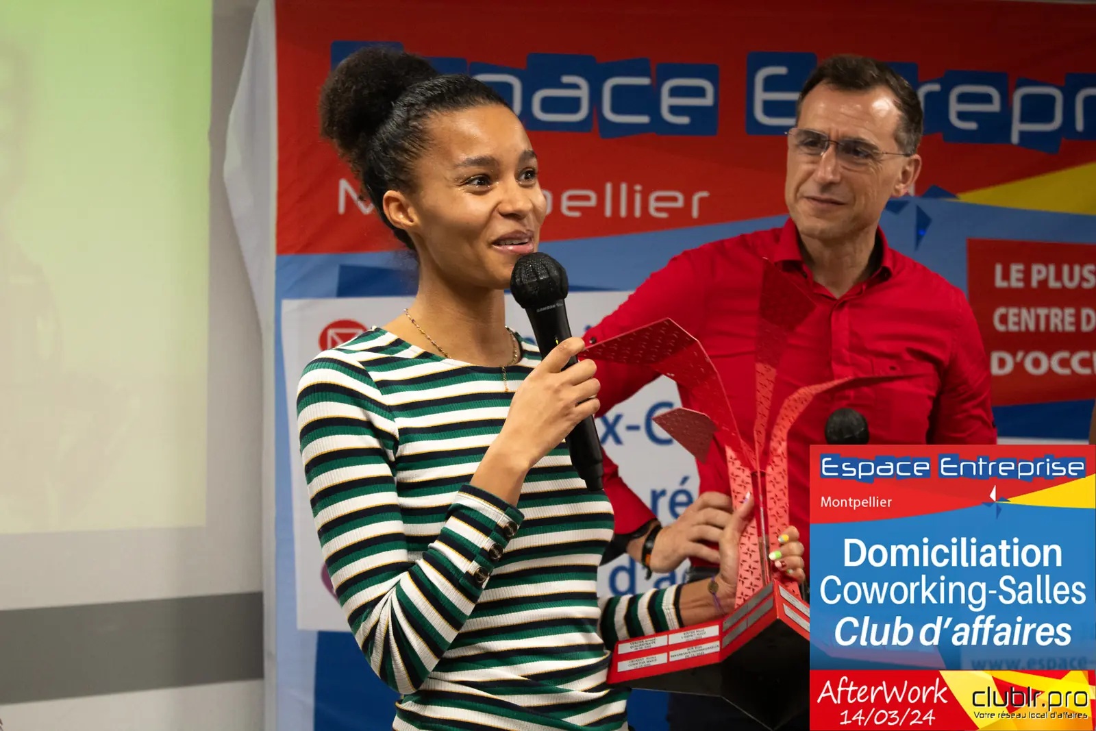 Afterwork Pitch Elevator Club LR mars 2024 à Montpellier : remise du trophée du pitch de la soirée
