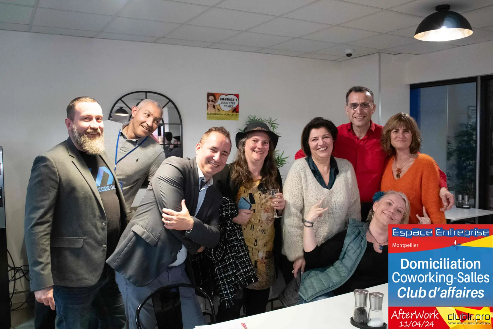 Afterwork Pitch Elevator Club LR avril 2024 à Montpellier : photo de groupe des participants