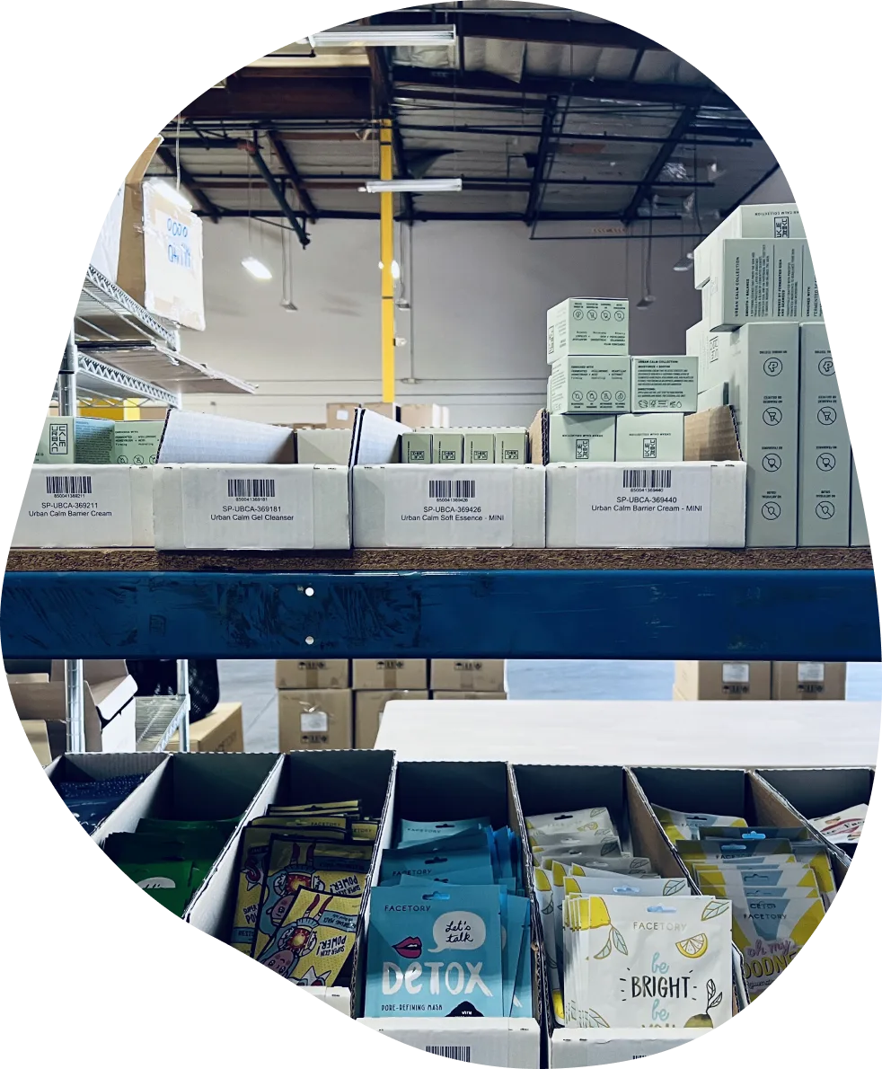 K-beauty inventory on LA Fulfill shelves