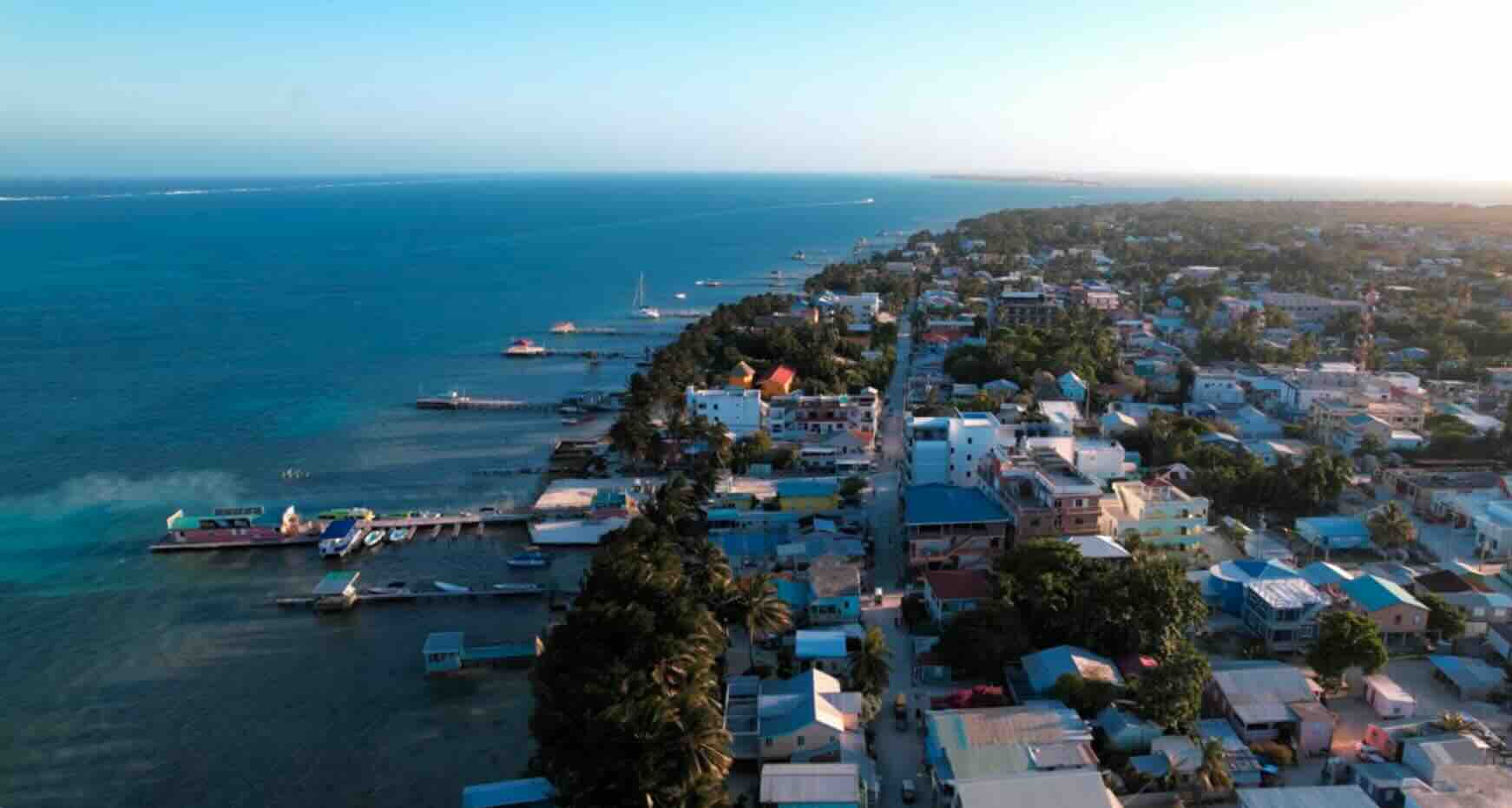 Aerial view of Caye Caulker