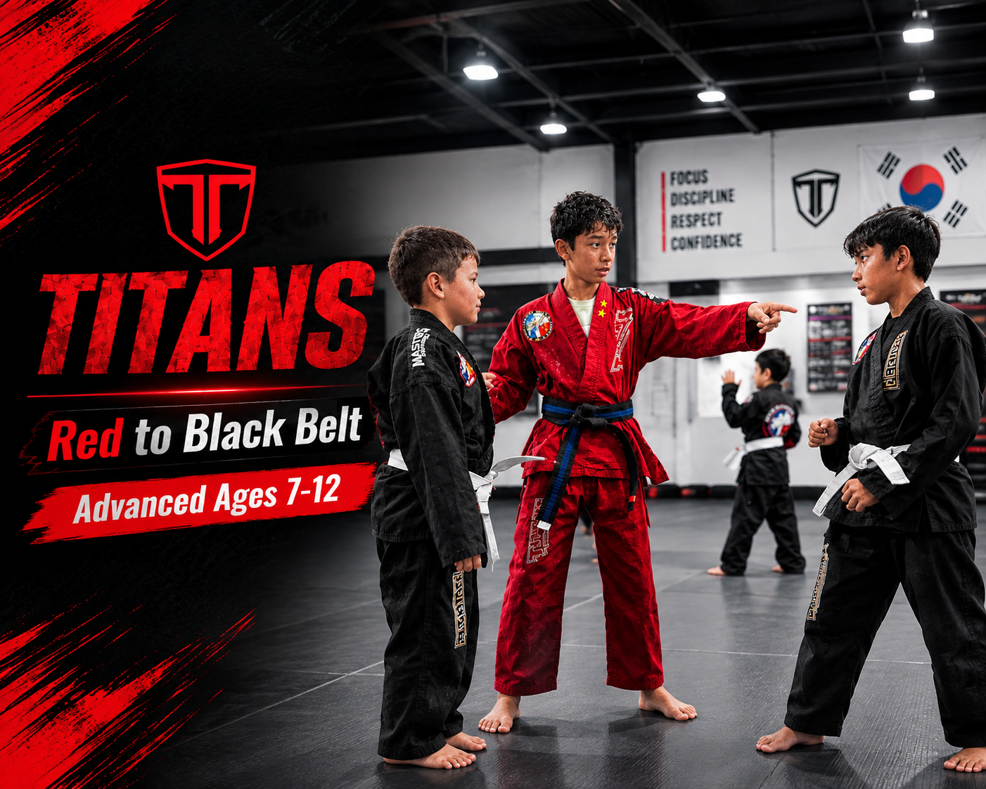 Titans: Red to Black belt, advanced ages 7-12