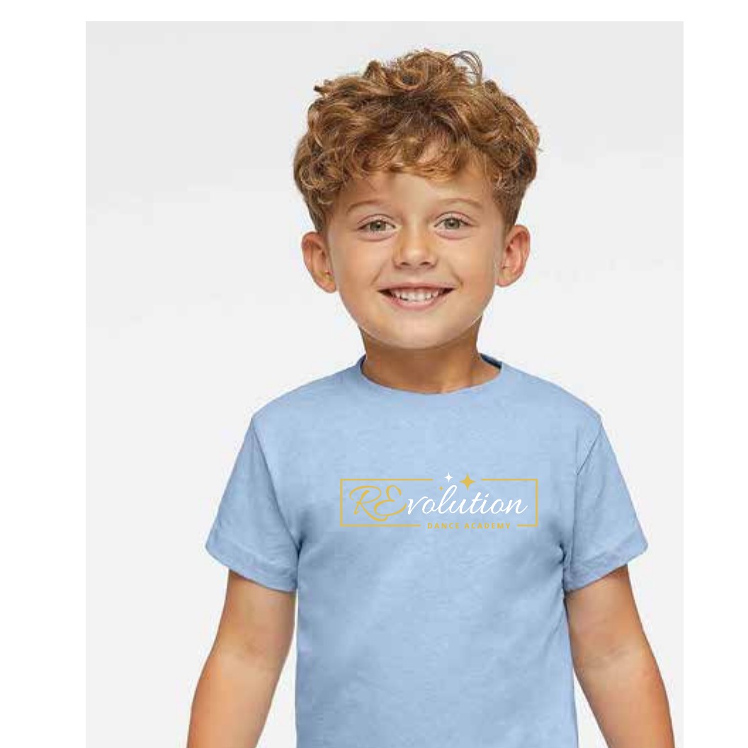 Light blue RDA toddler tee with the REvolution logo