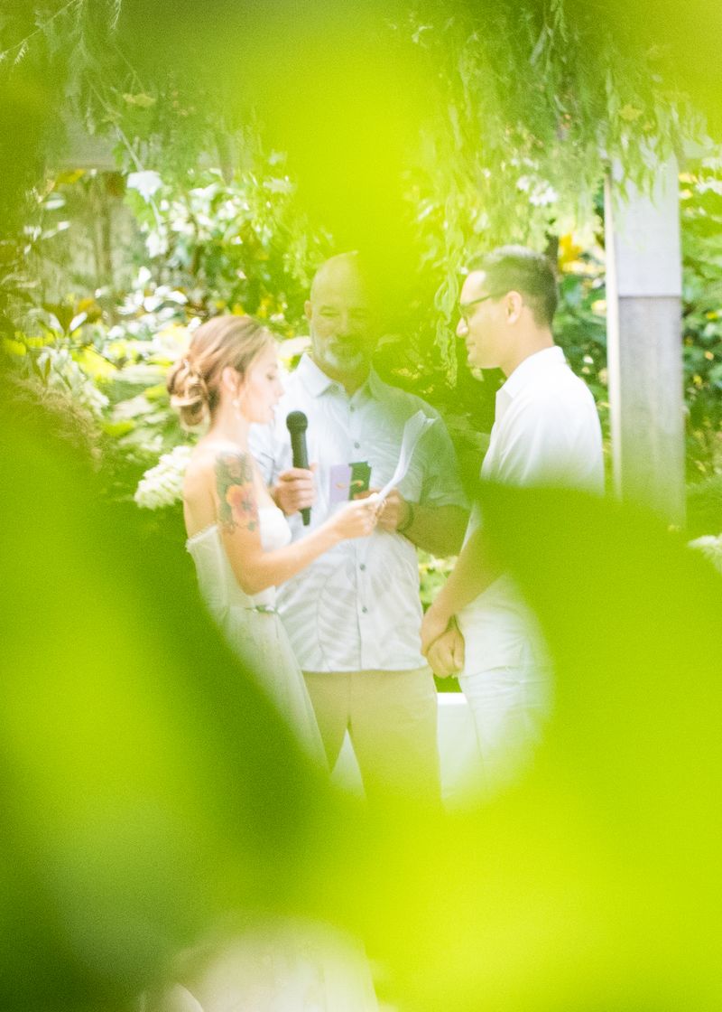 Wedding ceremony with the couple and their guests
