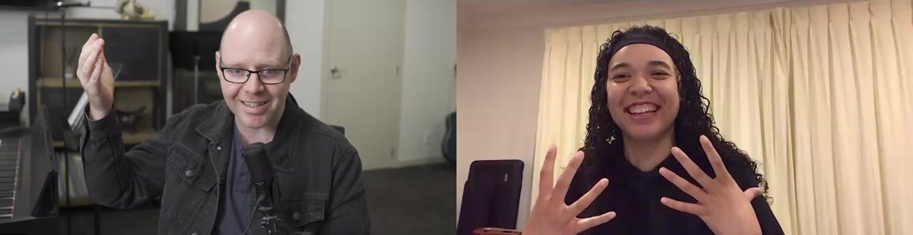 Scot Hall in an engaged online mentoring conversation with a voice teacher