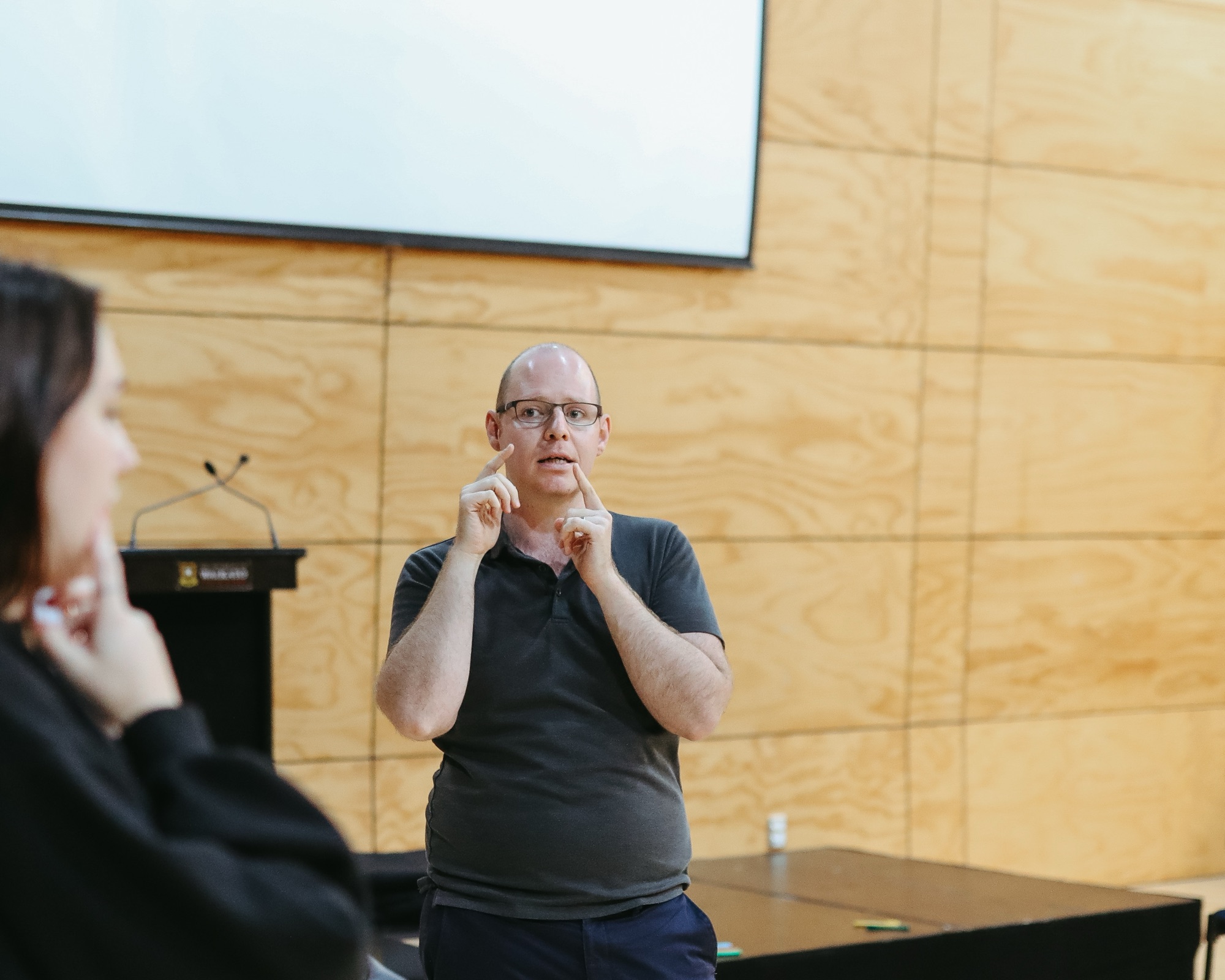 Scot Hall giving focused vocal coaching to a singer