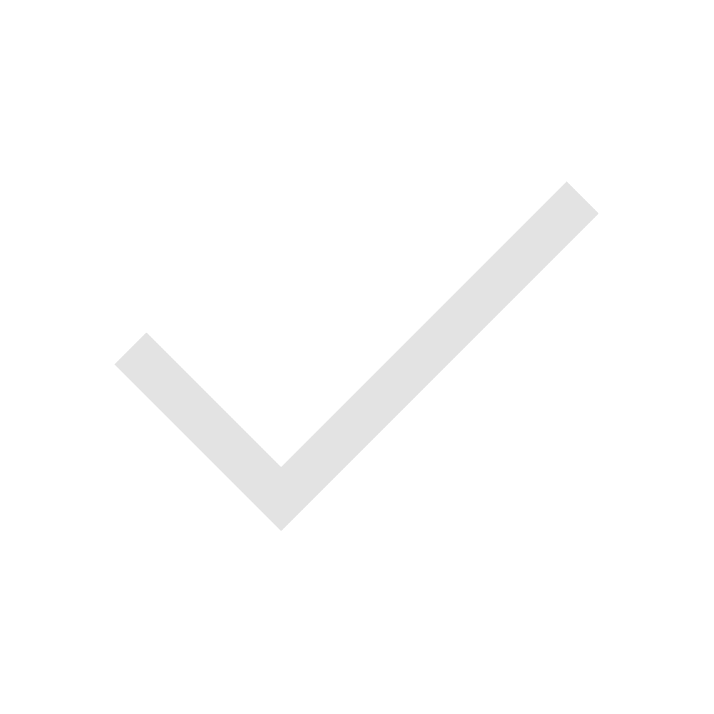 Large light gray checkmark icon on black background.