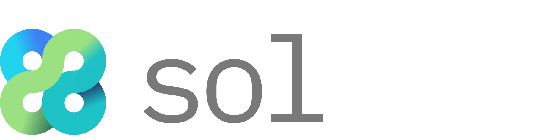 Solvex logo with blue and green interconnected loops before gray and white text.