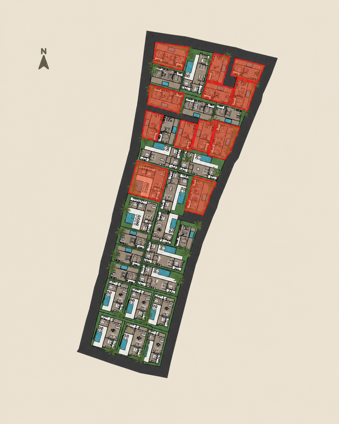 Vibe villa site plan and north marker