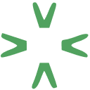 Four green arrow-like shapes pointing inward on a transparent checkered background.