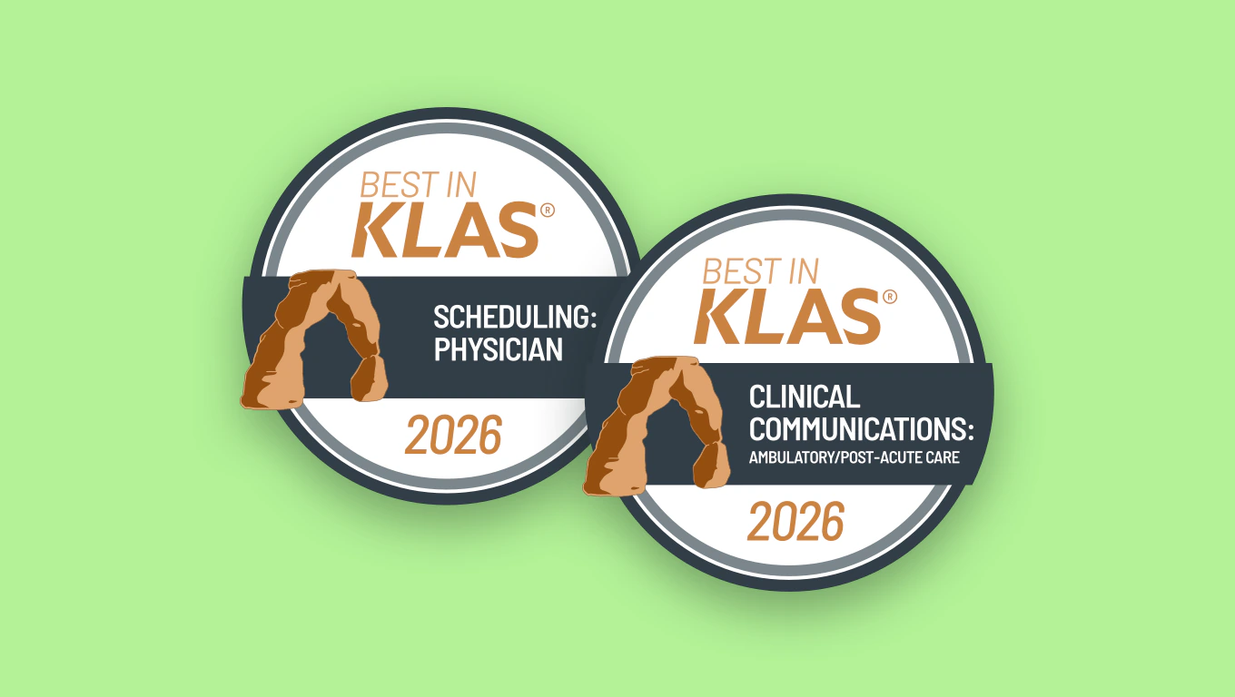 Best in KLAS 2026 badges for Scheduling: Physician and Clinical Communications: Ambulatory/Post-Acute Care