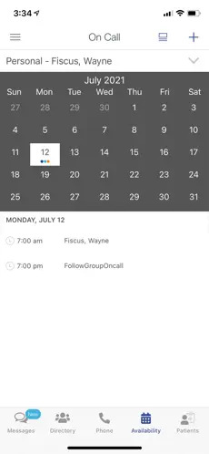 Physician scheduling calendar showing a day shift and a night shift