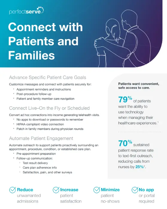 Infographic on connecting with patients and families through reminders, telehealth visits and automated outreach
