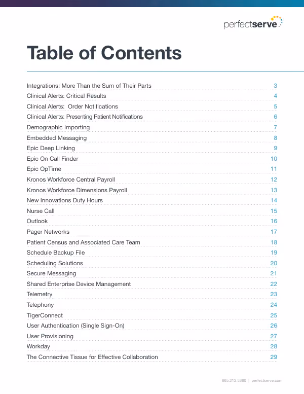 PerfectServe Integrations Catalog
