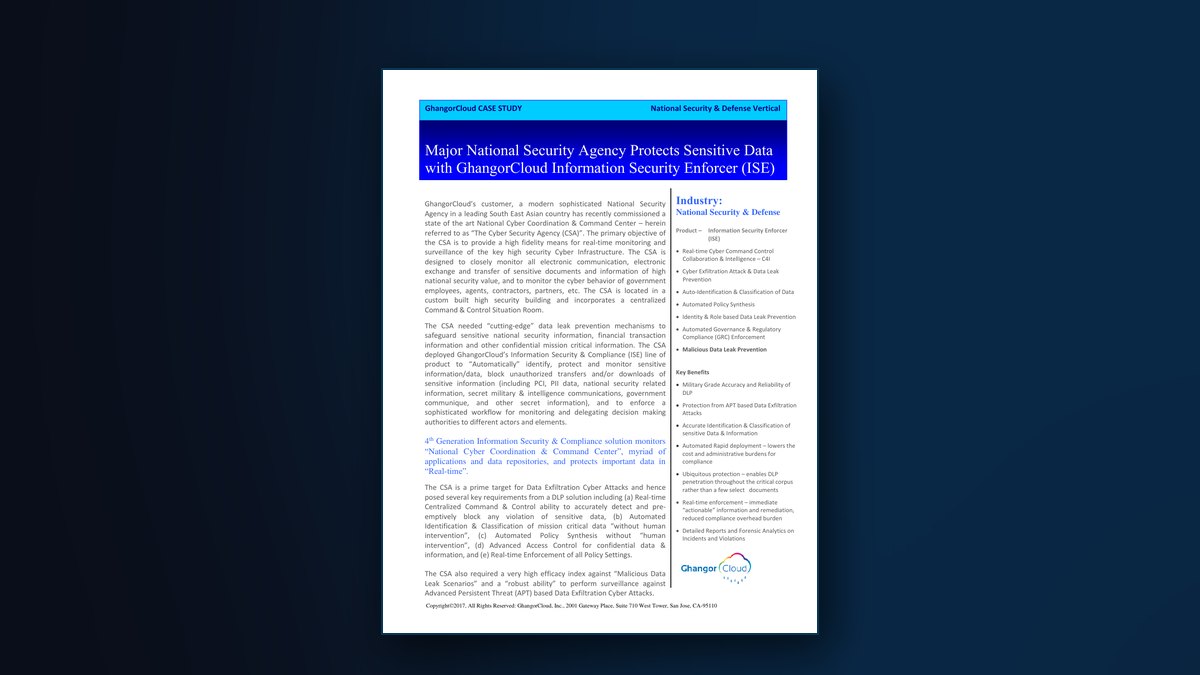 Cover of Major National Security Agency Protects Sensitive Data with Information Security Enforcer (ISE)