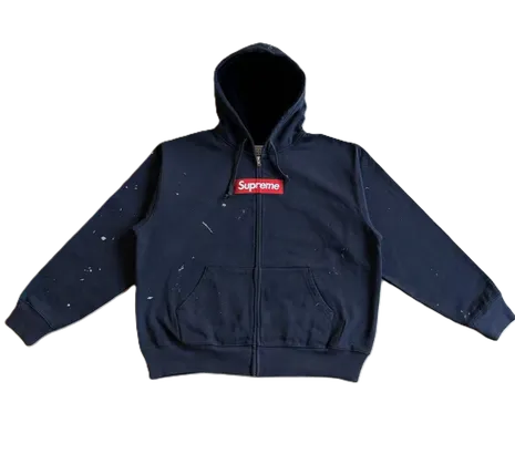 Supreme MM6 Box Logo Zip-Up Hoodie Navy Blue
