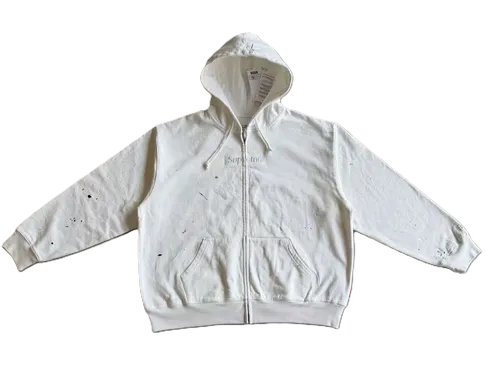 Supreme MM6 Box Logo Zip-Up Hoodie White