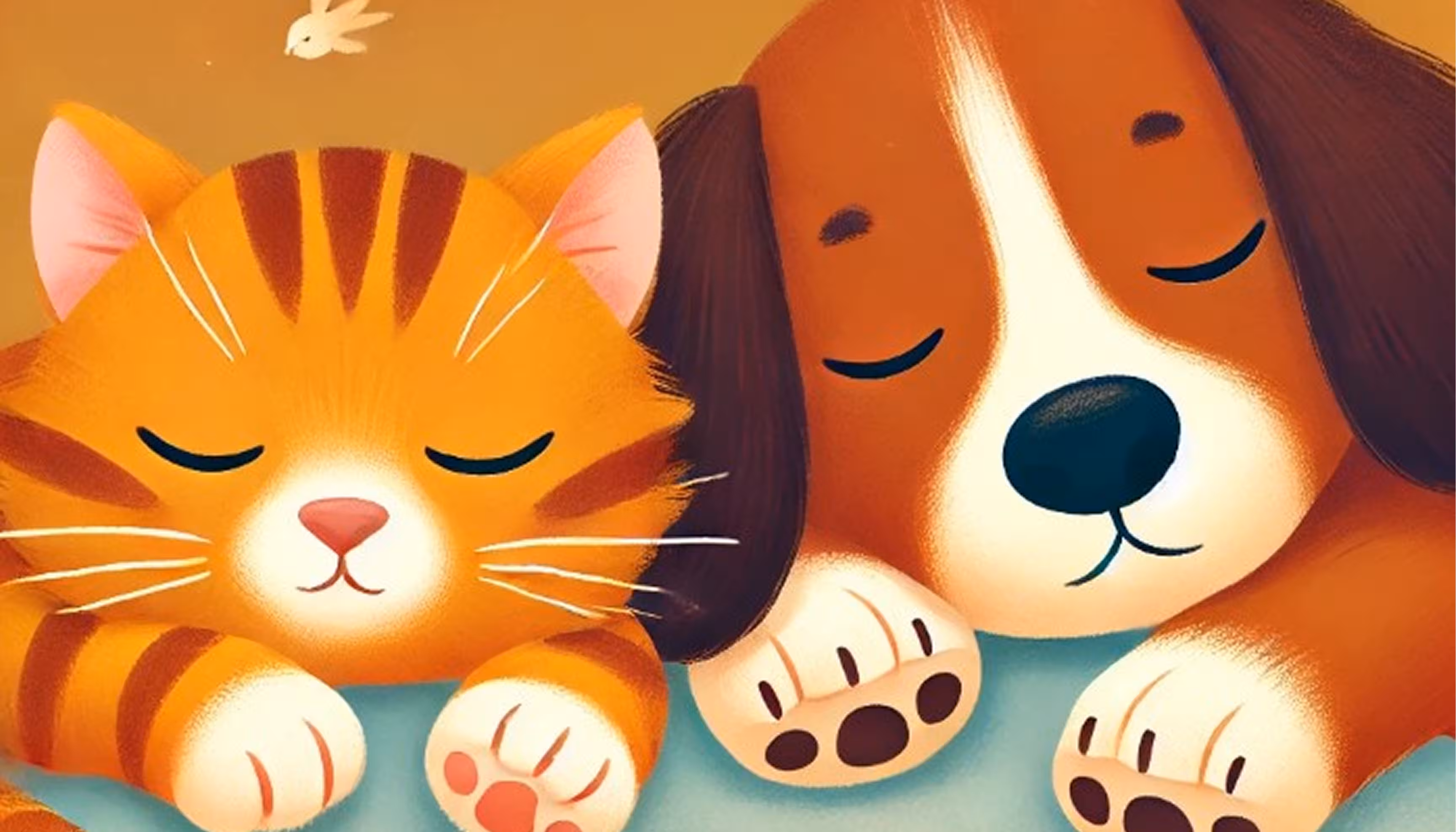 Paul the cat and Max the dog sleeping on Sunday