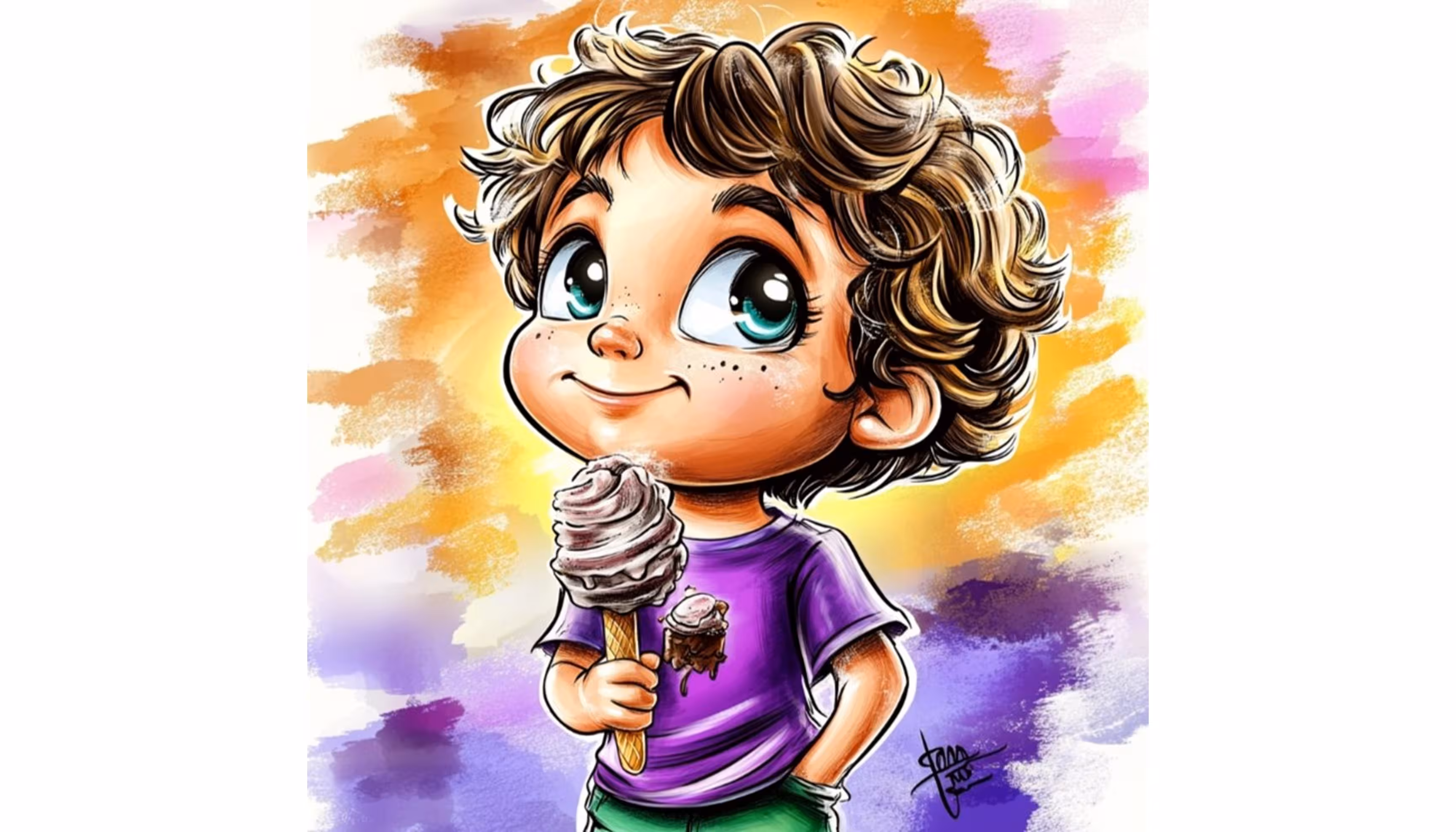 "Summer holidays in July and Luc eating ice cream and cakes in August"