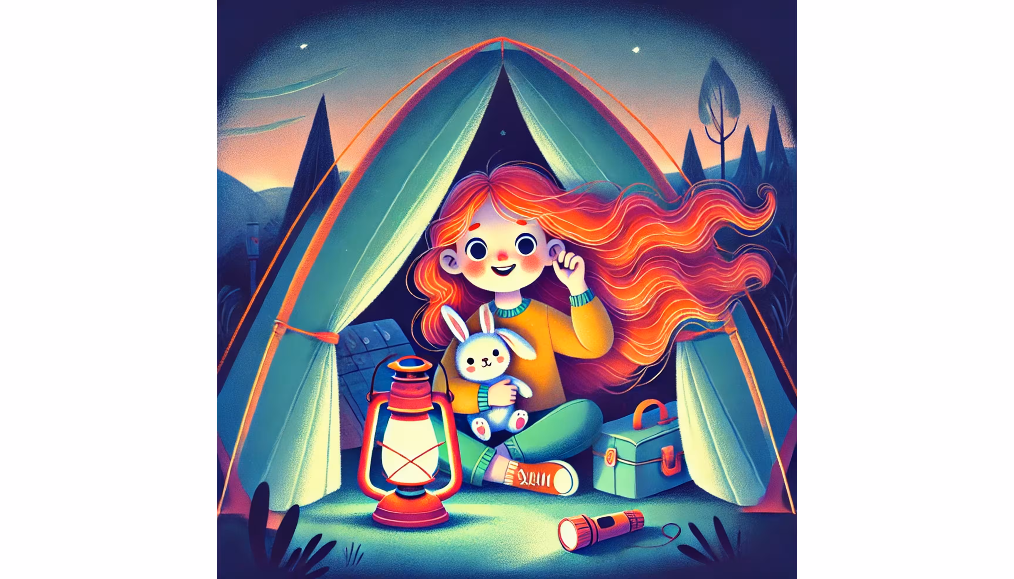"Marie opening one eye and realising the wind in the branches is moving the tent"