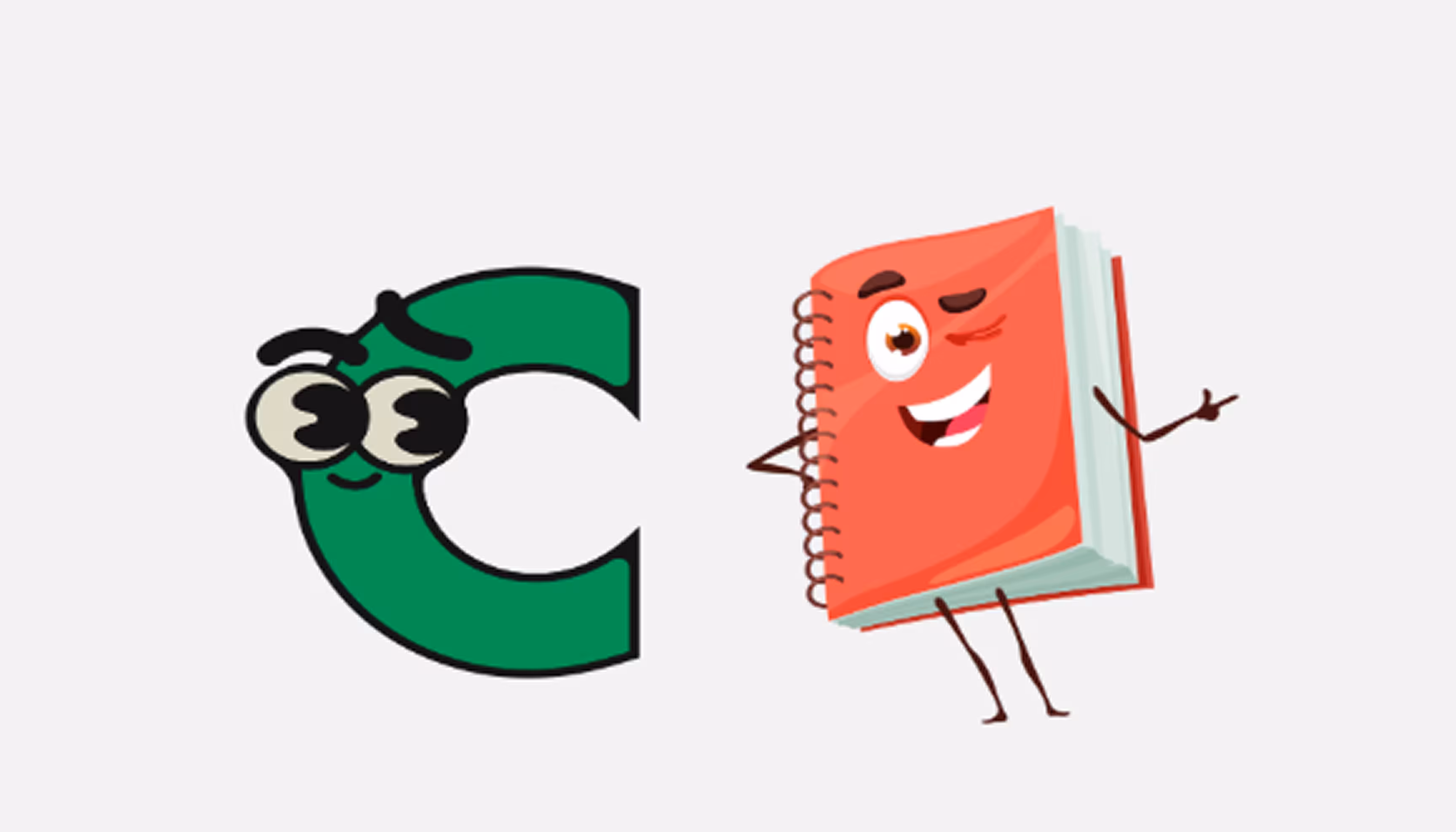 "Pictures of the letter C and of a notebook."